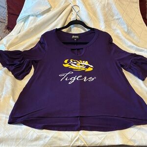 Purple Women's Blouse with Tiger Print